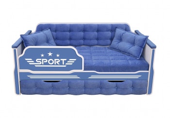 Кровать 180 серии Спорт 1 ящик 85 Синий (подушки) в Колыбельке - kolybelka.mebel54.com | фото