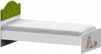 Кровать Каспер с мягкой спинкой и фотопечатью (800х2000)Белый/Лайм в Колыбельке - kolybelka.mebel54.com | фото