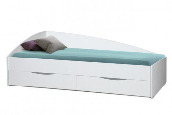 Кровать одинарная "Фея - 3" (асимметричная) (2000х900) New/(белый / белый / ДВПО белый) в Колыбельке - kolybelka.mebel54.com | фото
