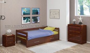 Кровать одинарная ГЛОРИЯ из массива сосны  900*2000 (Орех) в Колыбельке - kolybelka.mebel54.com | фото