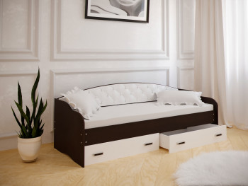 Кровать Софа-8 с мягкой спинкой (900х1900) Венге/ Белый в Колыбельке - kolybelka.mebel54.com | фото
