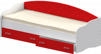 Кровать Софа-8 с мягкой спинкой (900х2000) Белый/Красный в Колыбельке - kolybelka.mebel54.com | фото