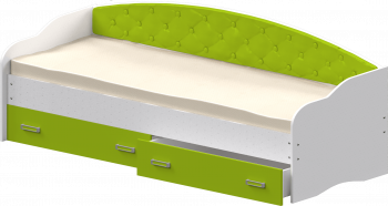 Кровать Софа-8 с мягкой спинкой (900х2000) Белый/Лайм в Колыбельке - kolybelka.mebel54.com | фото