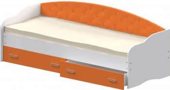 Кровать Софа-8 с мягкой спинкой (900х2000) Белый/Оранжевый в Колыбельке - kolybelka.mebel54.com | фото