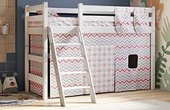 Кровать Соня вариант 6 полувысокая с наклонной лестницей Белый полупрозрачный в Колыбельке - kolybelka.mebel54.com | фото