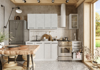 Кухонный гарнитур Нувель 1800мм белый/бетон белый в Колыбельке - kolybelka.mebel54.com | фото