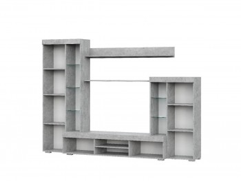 Мебель для гостиной МГС 5 Цемент светлый / Белый в Колыбельке - kolybelka.mebel54.com | фото
