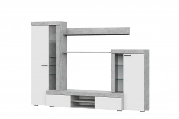 Мебель для гостиной МГС 5 Цемент светлый / Белый в Колыбельке - kolybelka.mebel54.com | фото