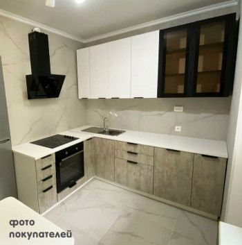 Модульная кухня Норд 1,6 м (Софт даймонд/Камень беж/Белый) в Колыбельке - kolybelka.mebel54.com | фото