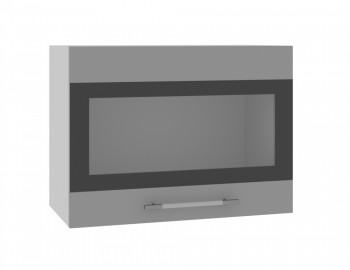 Норд ШВГС 600 Шкаф верхний горизонтальный со стеклом (Софт черный/корпус Белый) в Колыбельке - kolybelka.mebel54.com | фото