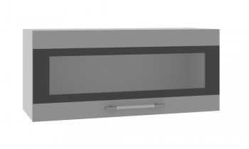 Норд ШВГС 800 Шкаф верхний горизонтальный со стеклом (Софт черный/корпус Белый) в Колыбельке - kolybelka.mebel54.com | фото