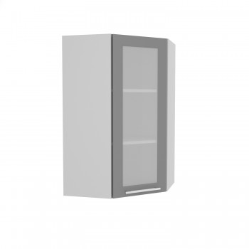 Норд ШВУС 600Н Шкаф верхний угловой (премьер) высокий (Софт черный/корпус Белый) в Колыбельке - kolybelka.mebel54.com | фото