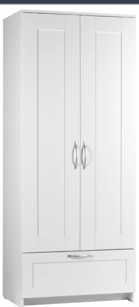 Шкаф двухдверный Сириус с 1 ящиком белый в Колыбельке - kolybelka.mebel54.com | фото