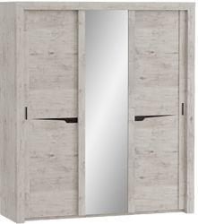 Шкаф трехдверный Соренто с раздвижными дверями Дуб бонифаций/Кофе структурный матовый в Колыбельке - kolybelka.mebel54.com | фото