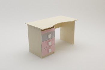 Стол (столешница с выемкой) Грэйси (Розовый/Серый/корпус Клен) в Колыбельке - kolybelka.mebel54.com | фото