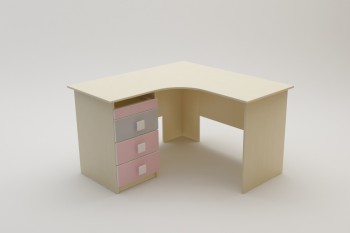 Стол угловой Грэйси (Розовый/Серый/корпус Клен) в Колыбельке - kolybelka.mebel54.com | фото